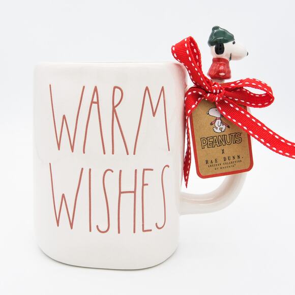 Rae Dunn Peanuts Mug, Warm Wishes Snoopy 16oz Ceramic Coffee Cup - Picture 1 of 10